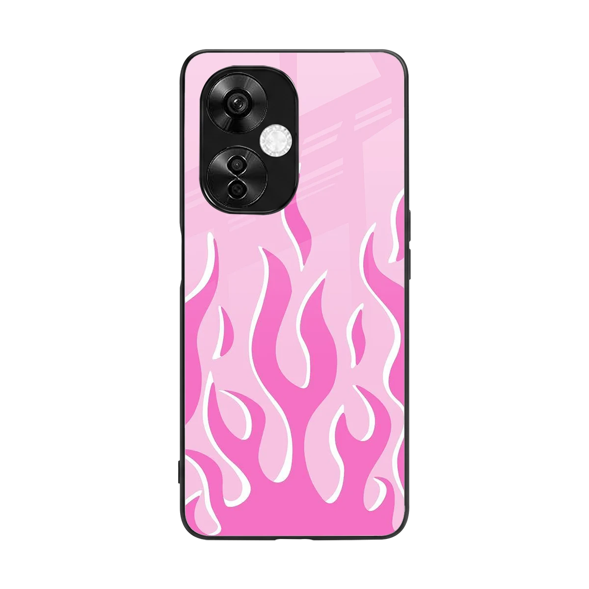 Y2K Retro Pink Flames back phone cover | glass case for oneplus nord ce 3 lite