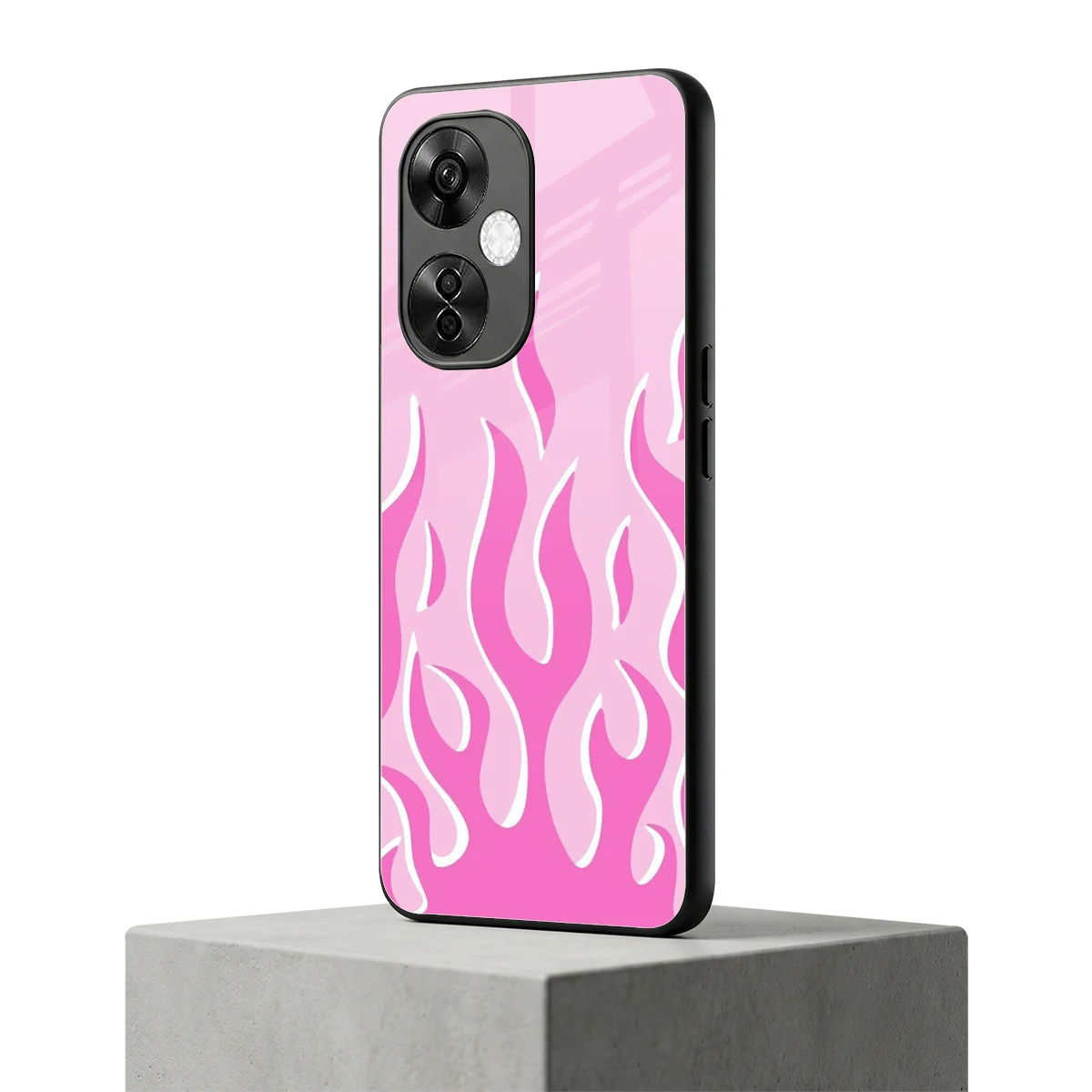Y2K Retro Pink Flames oneplus nord ce 3 lite mobile cover | shockproof glass phone case