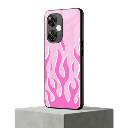 Y2K Retro Pink Flames oneplus nord ce 3 lite mobile cover | shockproof glass phone case
