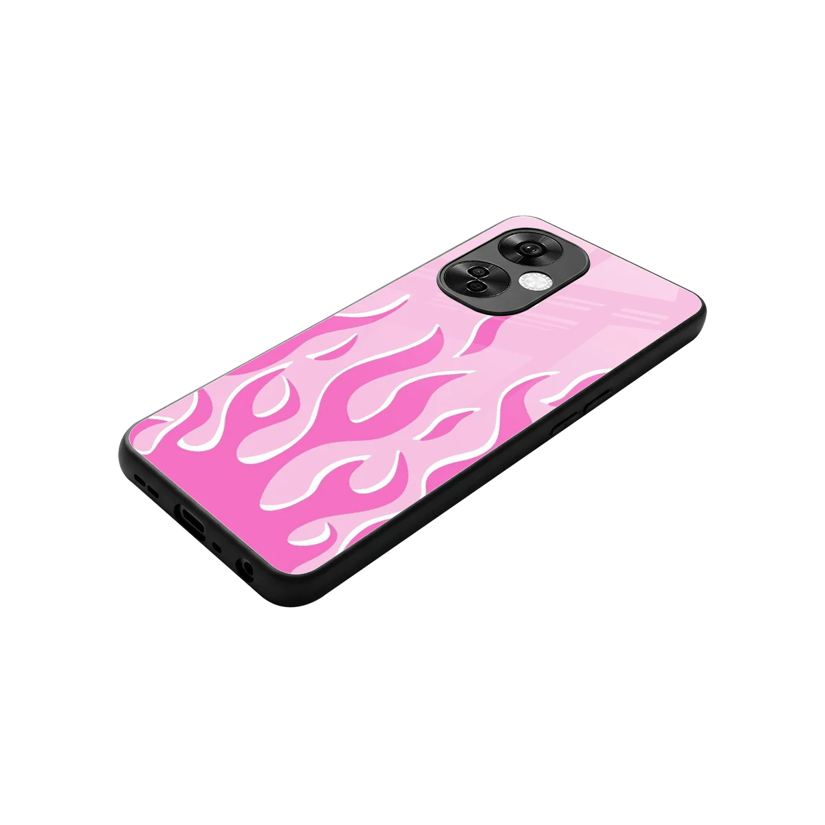 Y2K Retro Pink Flames stylish phone case for oneplus nord ce 3 lite | glossy glass and slim fit