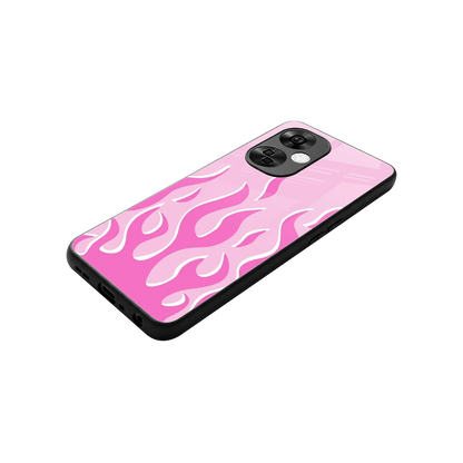 Y2K Retro Pink Flames stylish phone case for oneplus nord ce 3 lite | glossy glass and slim fit