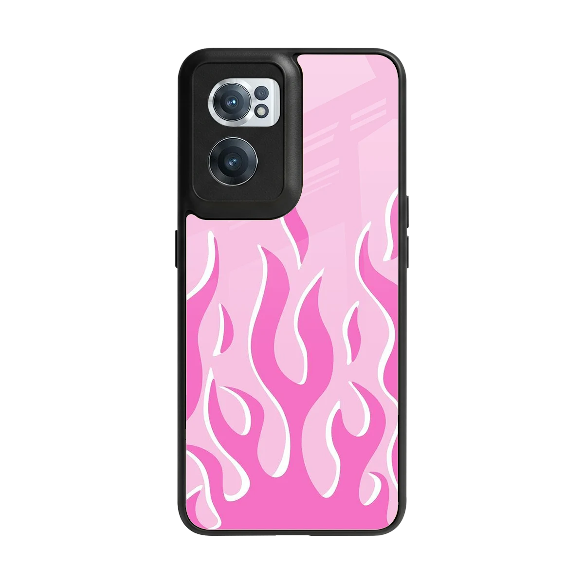 Y2K Retro Pink Flames back phone cover | glass case for oneplus nord ce 2