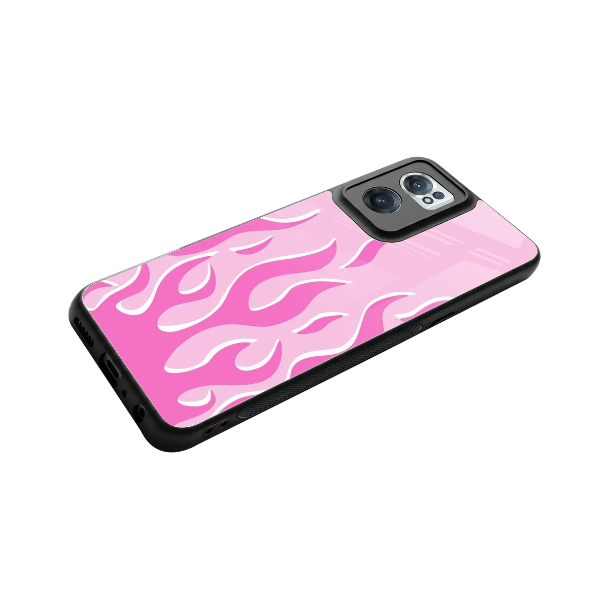 Y2K Retro Pink Flames stylish phone case for oneplus nord ce 2 | glossy glass and slim fit