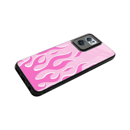 Y2K Retro Pink Flames stylish phone case for oneplus nord ce 2 | glossy glass and slim fit