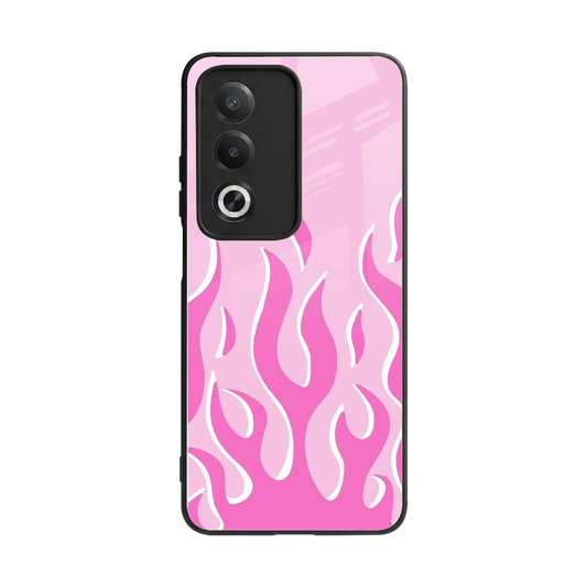 Y2K Retro Pink Flames back phone cover | glass case for oppo a3 pro