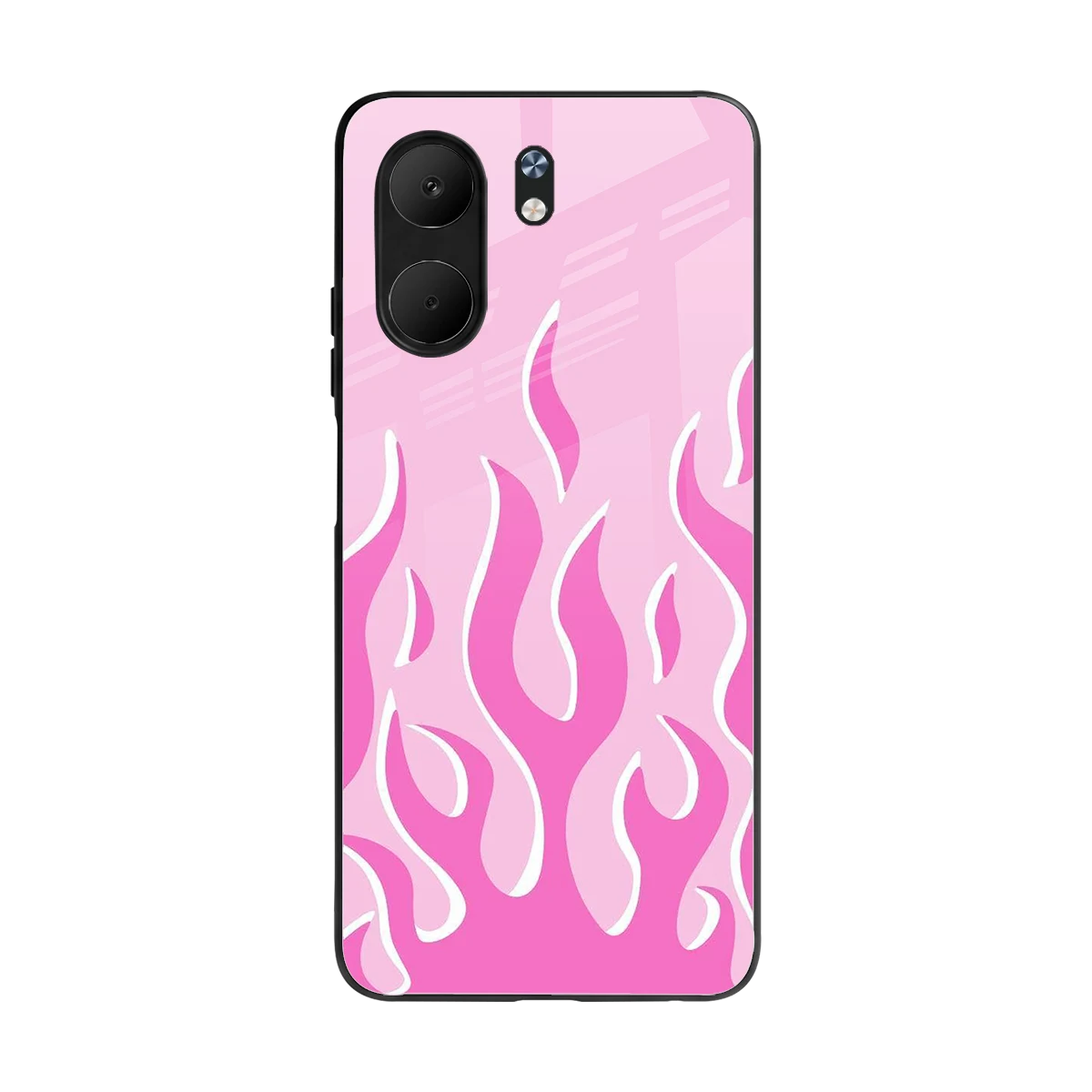 Y2K Retro Pink Flames back phone cover | glass case for oppo a5x 5g