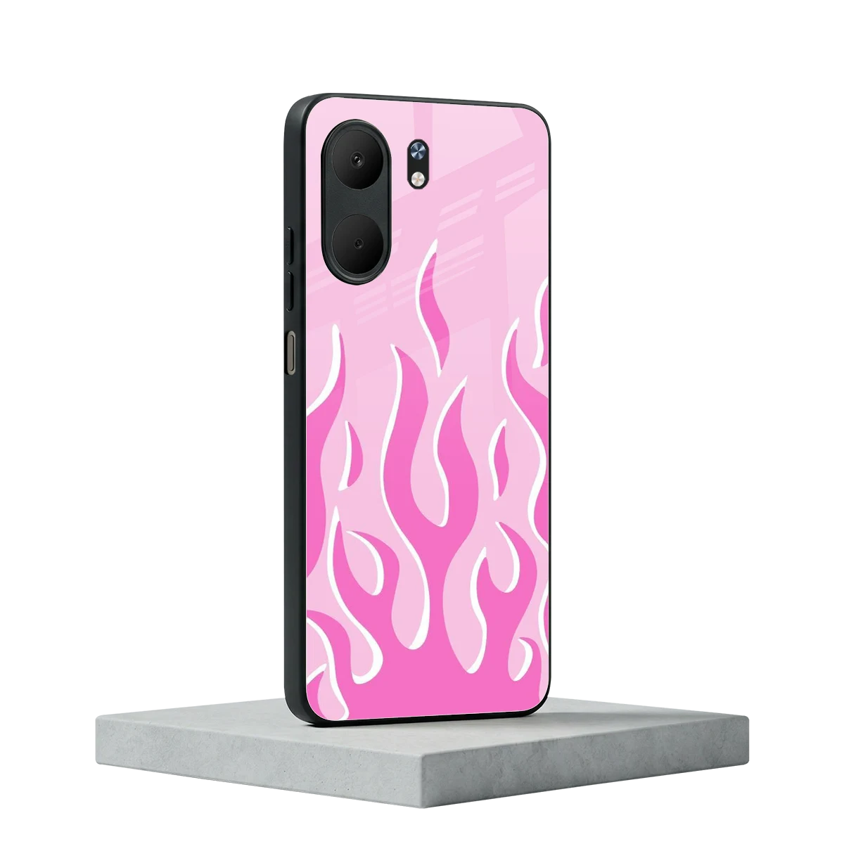 Y2K Retro Pink Flames oppo a5x 5g mobile cover | shockproof glass phone case
