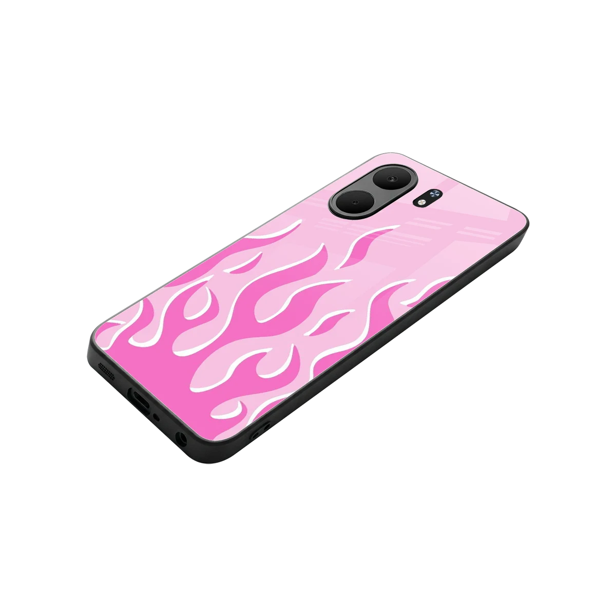 Y2K Retro Pink Flames stylish phone case for oppo a5x 5g | glossy glass and slim fit