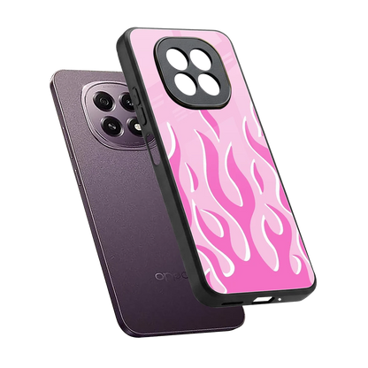 Y2K Retro Pink Flames sleek oppo f29 5g cover with tempered glass back and TPU edges