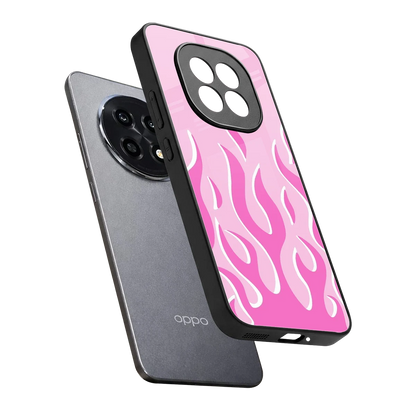 Y2K Retro Pink Flames sleek oppo f29 pro 5g cover with tempered glass back and TPU edges