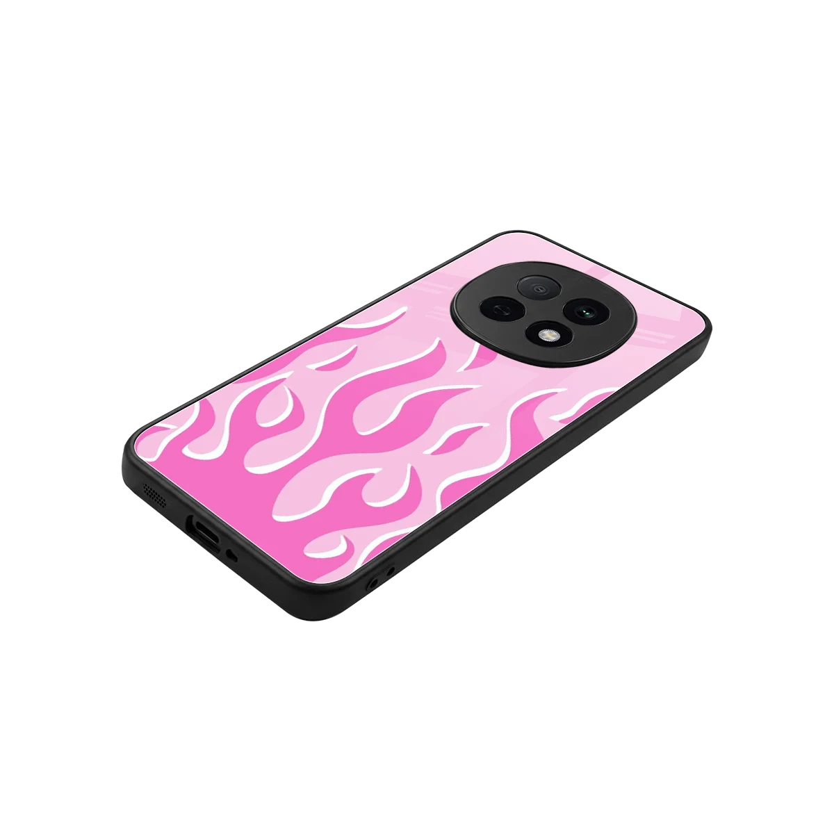 Y2K Retro Pink Flames stylish phone case for oppo f29 pro 5g | glossy glass and slim fit