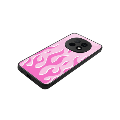 Y2K Retro Pink Flames stylish phone case for oppo f29 pro 5g | glossy glass and slim fit