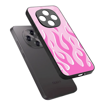 Y2K Retro Pink Flames sleek oppo f31 pro 5g cover with tempered glass back and TPU edges