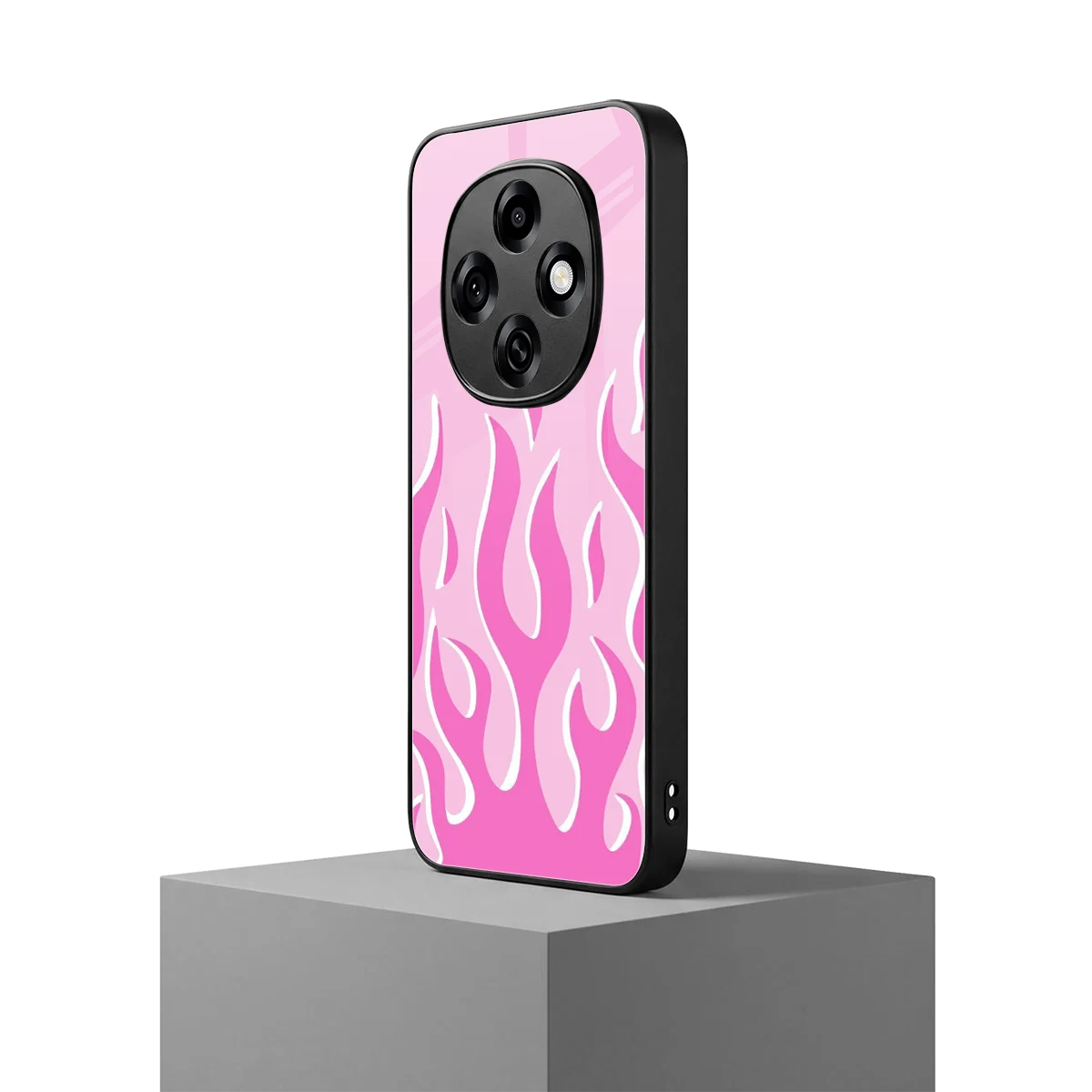 Y2K Retro Pink Flames oppo f31 pro 5g mobile cover | shockproof glass phone case
