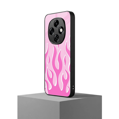 Y2K Retro Pink Flames oppo f31 pro 5g mobile cover | shockproof glass phone case