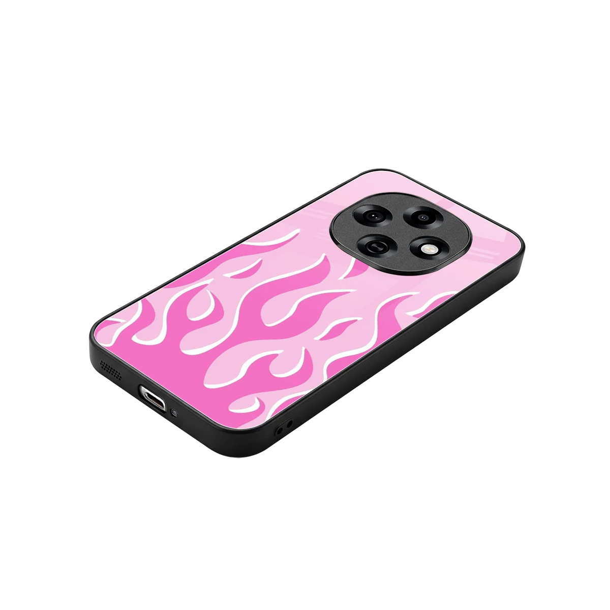 Y2K Retro Pink Flames stylish phone case for oppo f31 pro 5g | glossy glass and slim fit