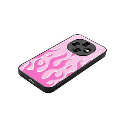 Y2K Retro Pink Flames stylish phone case for oppo f31 pro 5g | glossy glass and slim fit