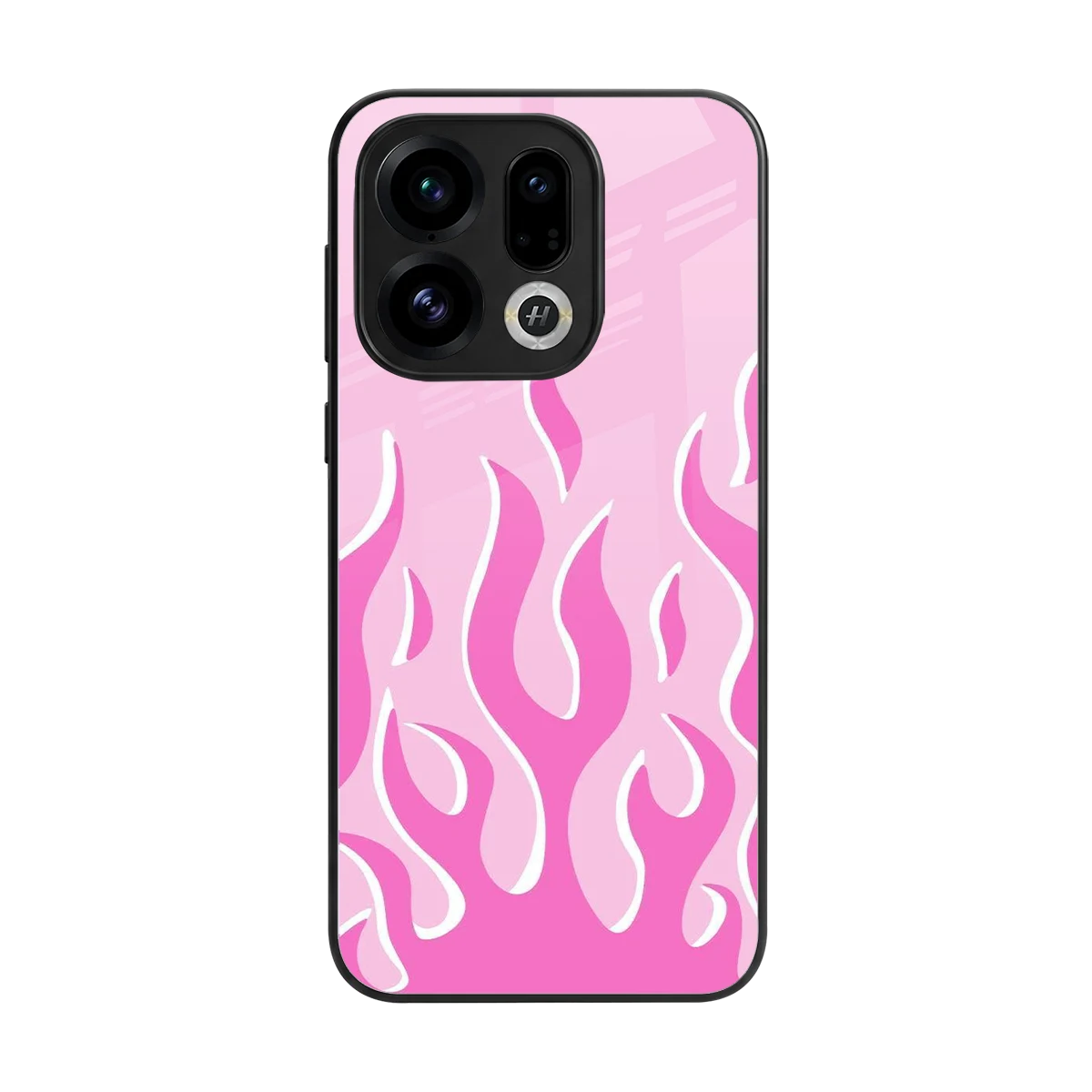 Y2K Retro Pink Flames back phone cover | glass case for oppo find x9