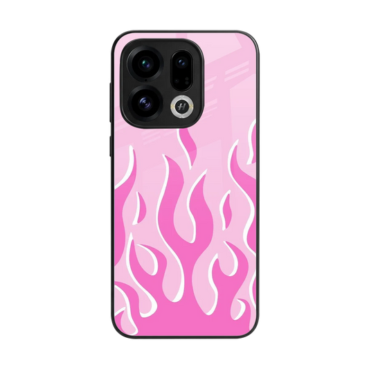 Y2K Retro Pink Flames back phone cover | glass case for oppo find x9