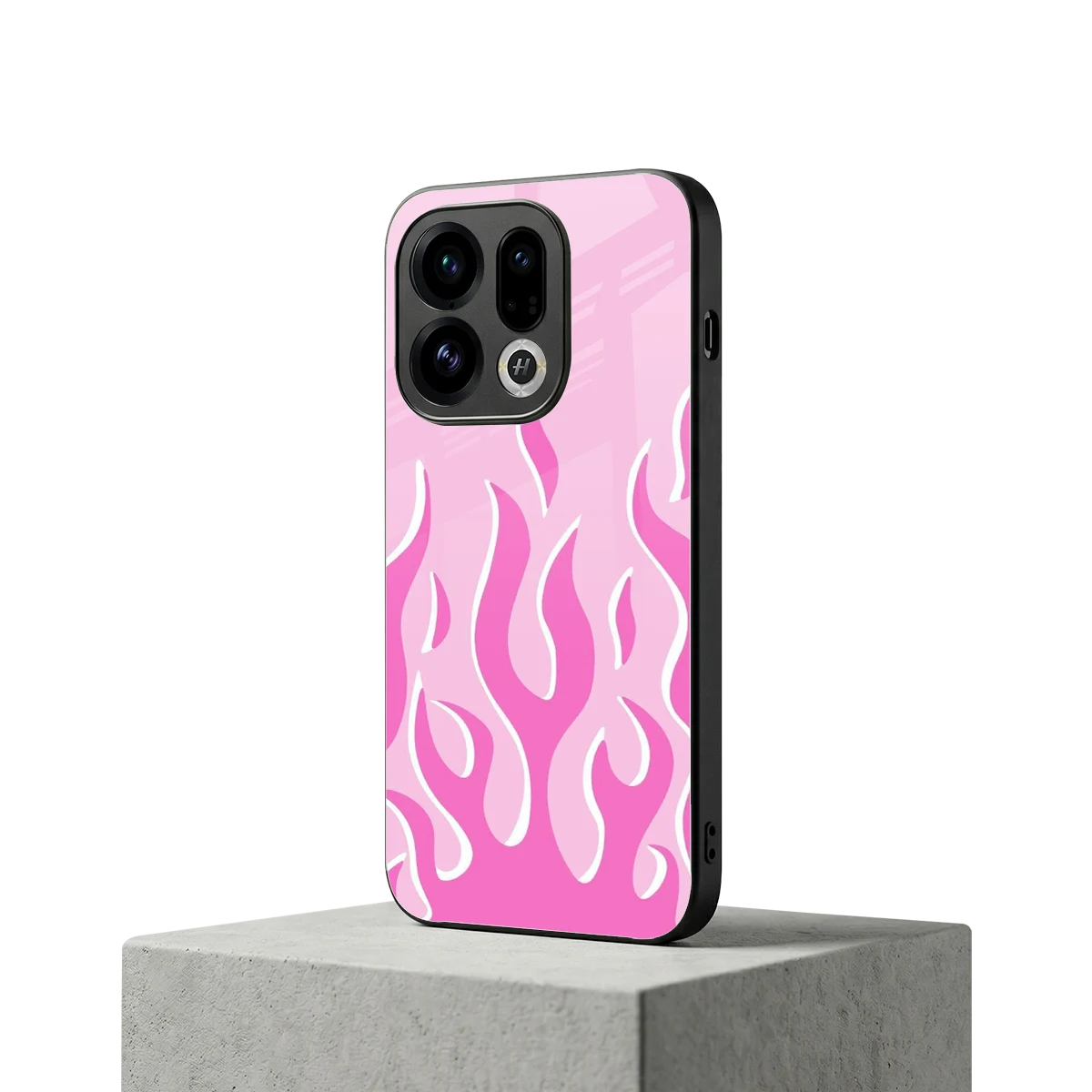 Y2K Retro Pink Flames oppo find x9 mobile cover | shockproof glass phone case
