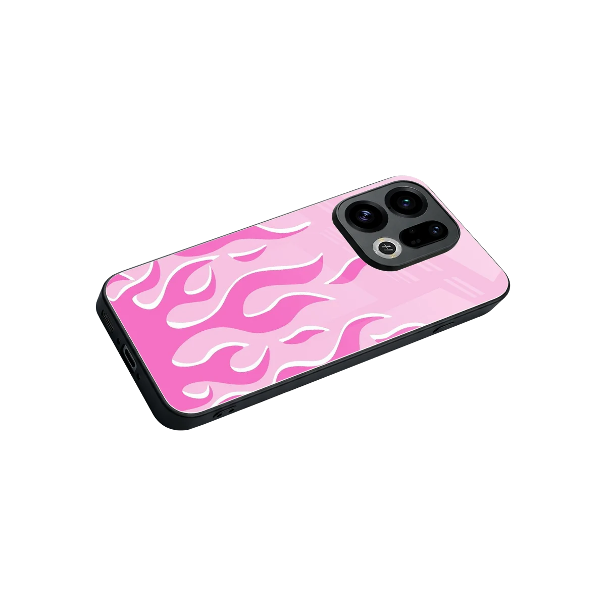 Y2K Retro Pink Flames stylish phone case for oppo find x9 | glossy glass and slim fit