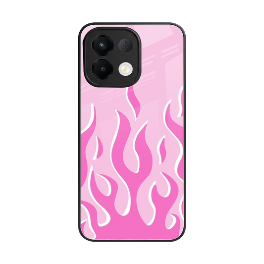 Y2K Retro Pink Flames back phone cover | glass case for oppo k13 5g