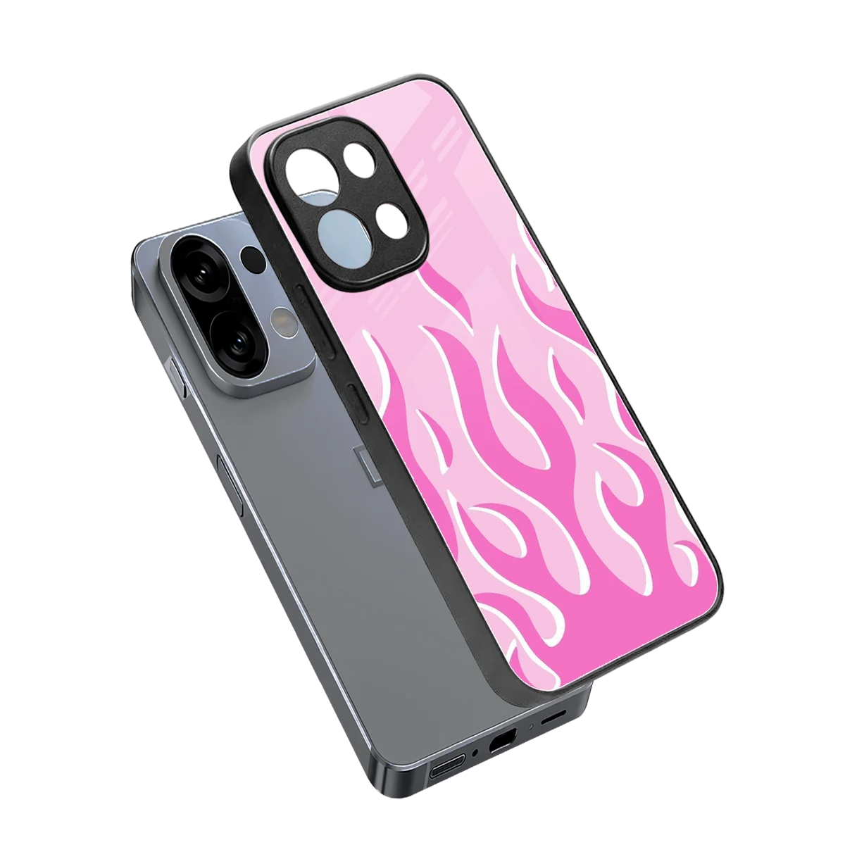 Y2K Retro Pink Flames sleek oppo k13 5g cover with tempered glass back and TPU edges