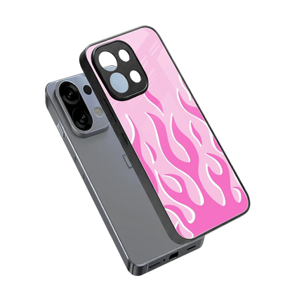 Y2K Retro Pink Flames sleek oppo k13 5g cover with tempered glass back and TPU edges