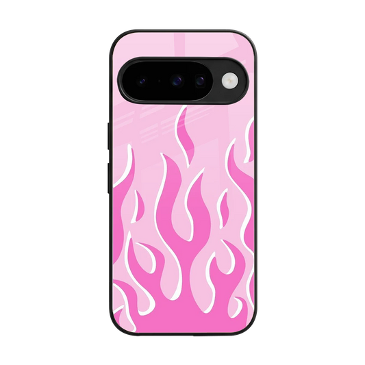 Y2K Retro Pink Flames back phone cover | glass case for google pixel 10