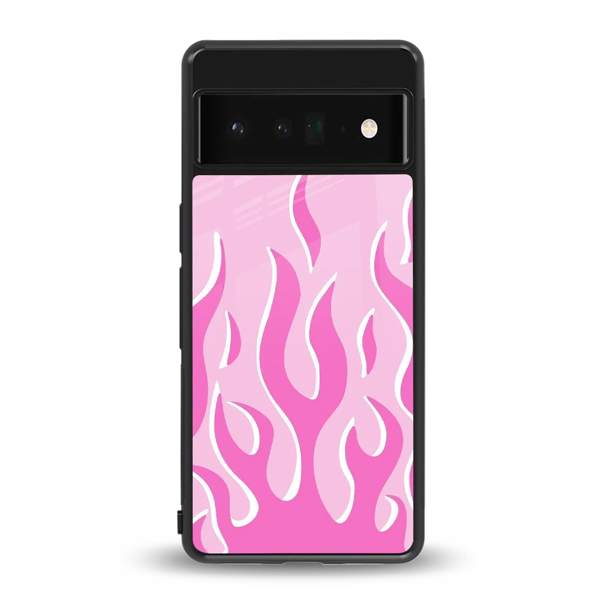 Y2K Retro Pink Flames back phone cover | glass case for google pixel 6 pro