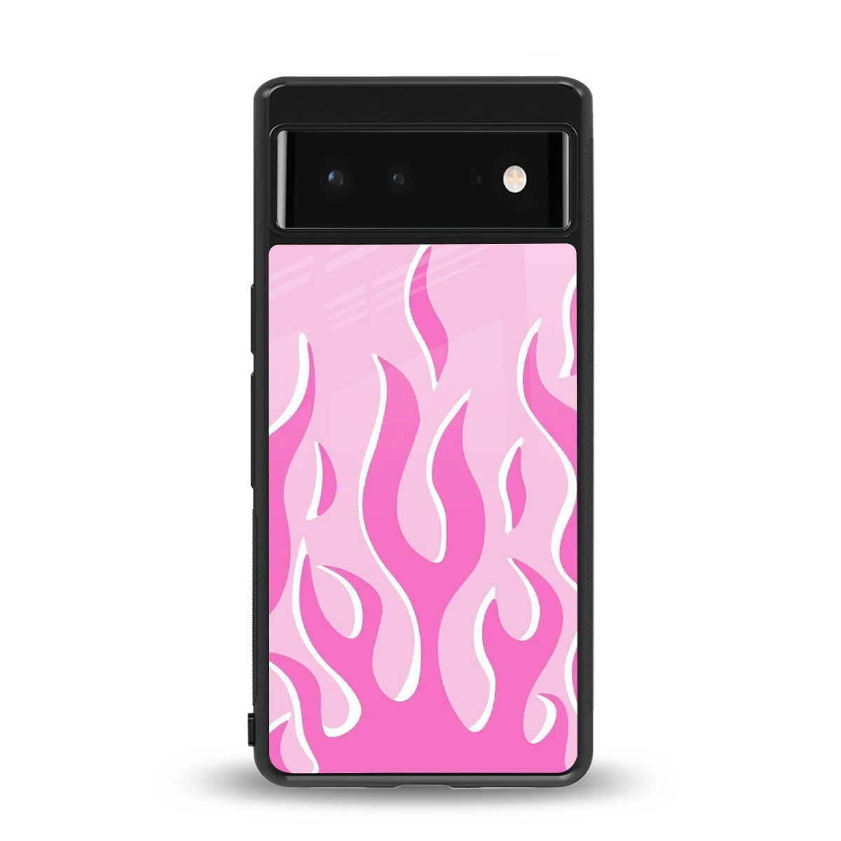 Y2K Retro Pink Flames back phone cover | glass case for google pixel 6