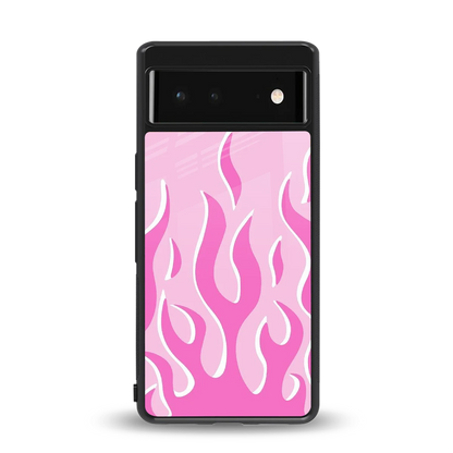Y2K Retro Pink Flames back phone cover | glass case for google pixel 6