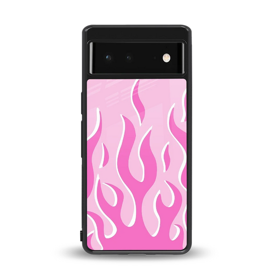 Y2K Retro Pink Flames back phone cover | glass case for google pixel 6