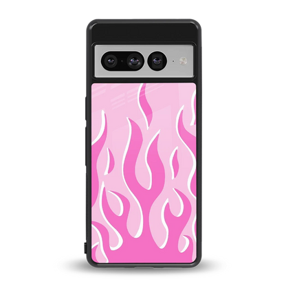 Y2K Retro Pink Flames back phone cover | glass case for google pixel 7 pro