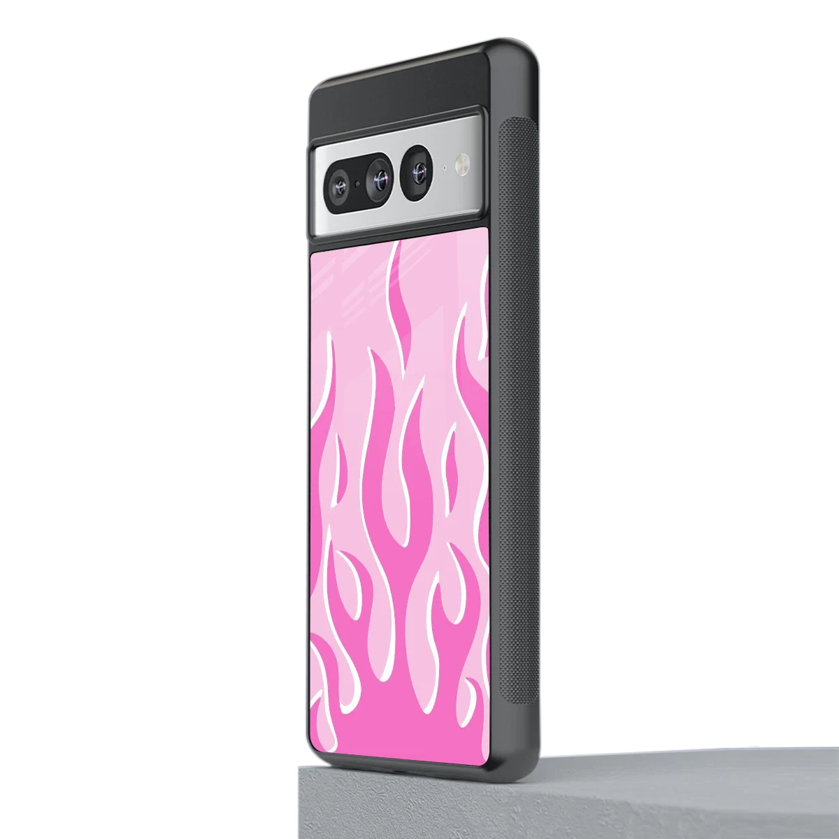 Y2K Retro Pink Flames stylish phone case for google pixel 7 pro | glossy glass and slim fit