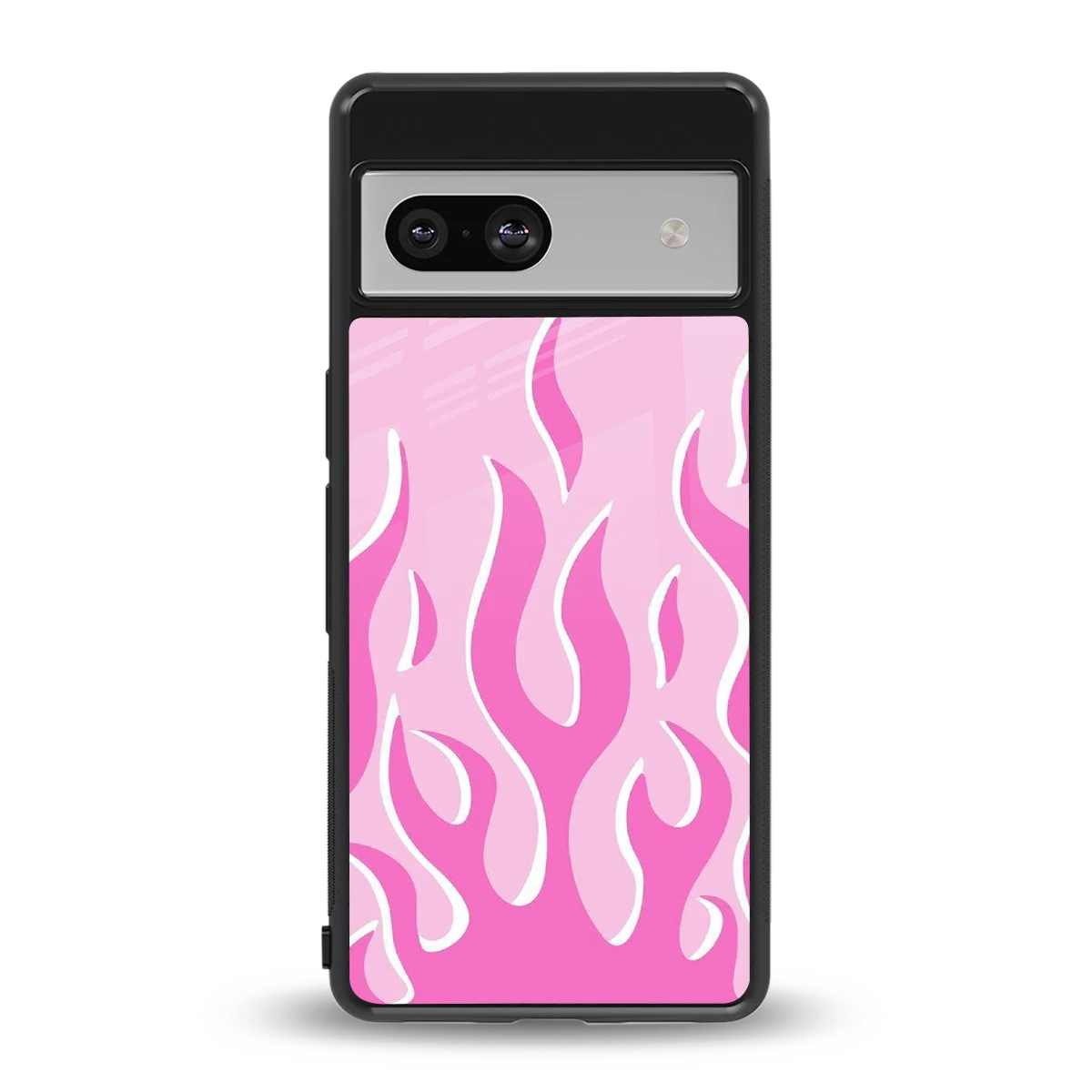 Y2K Retro Pink Flames back phone cover | glass case for google pixel 7