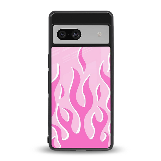 Y2K Retro Pink Flames back phone cover | glass case for google pixel 7