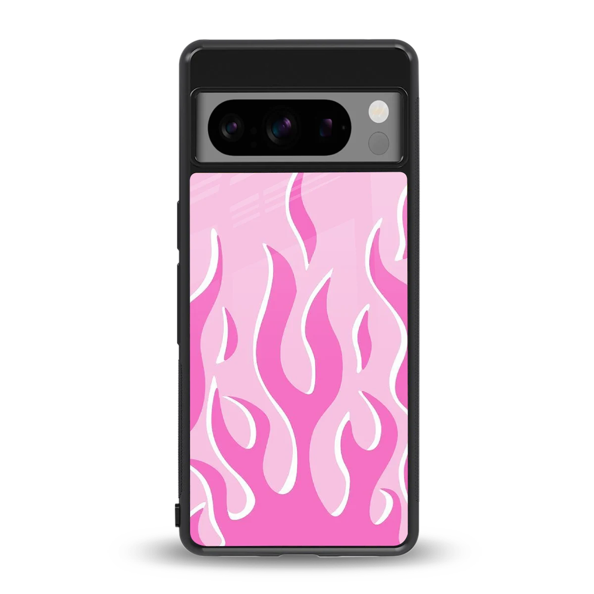 Y2K Retro Pink Flames back phone cover | glass case for google pixel 8 pro