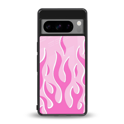 Y2K Retro Pink Flames back phone cover | glass case for google pixel 8 pro
