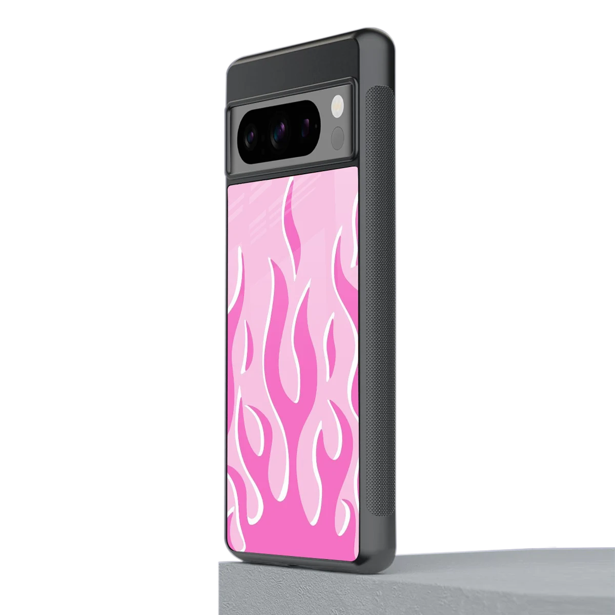 Y2K Retro Pink Flames stylish phone case for google pixel 8 pro | glossy glass and slim fit