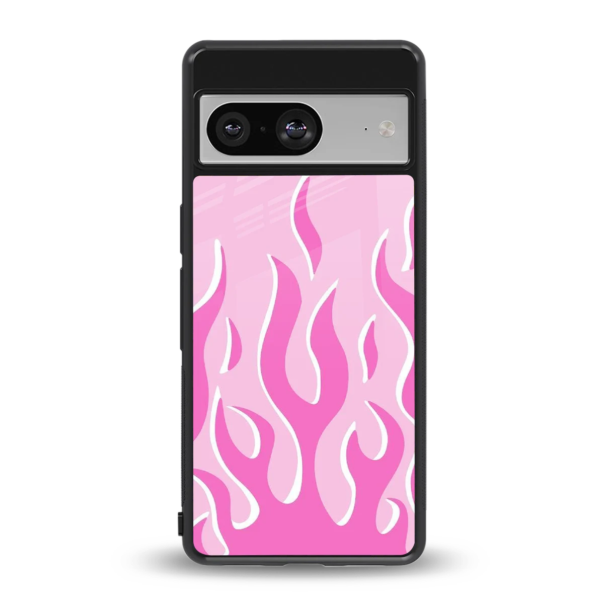 Y2K Retro Pink Flames back phone cover | glass case for google pixel 8
