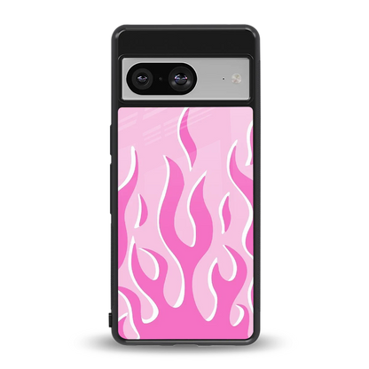 Y2K Retro Pink Flames back phone cover | glass case for google pixel 8