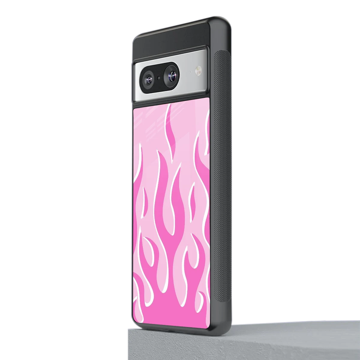 Y2K Retro Pink Flames stylish phone case for google pixel 8 | glossy glass and slim fit