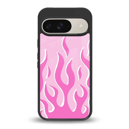 Y2K Retro Pink Flames back phone cover | glass case for google pixel 9