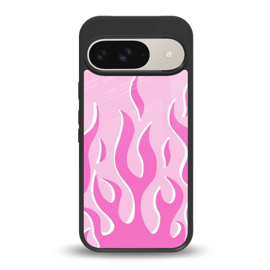 Y2K Retro Pink Flames back phone cover | glass case for google pixel 9