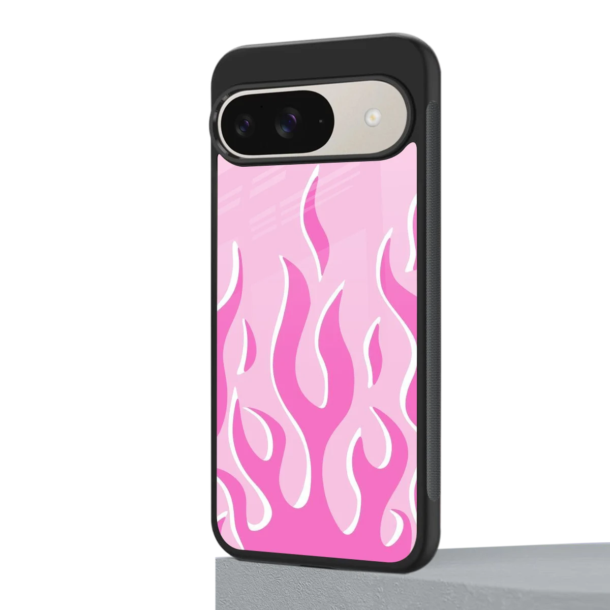 Y2K Retro Pink Flames google pixel 9 mobile cover | shockproof glass phone case