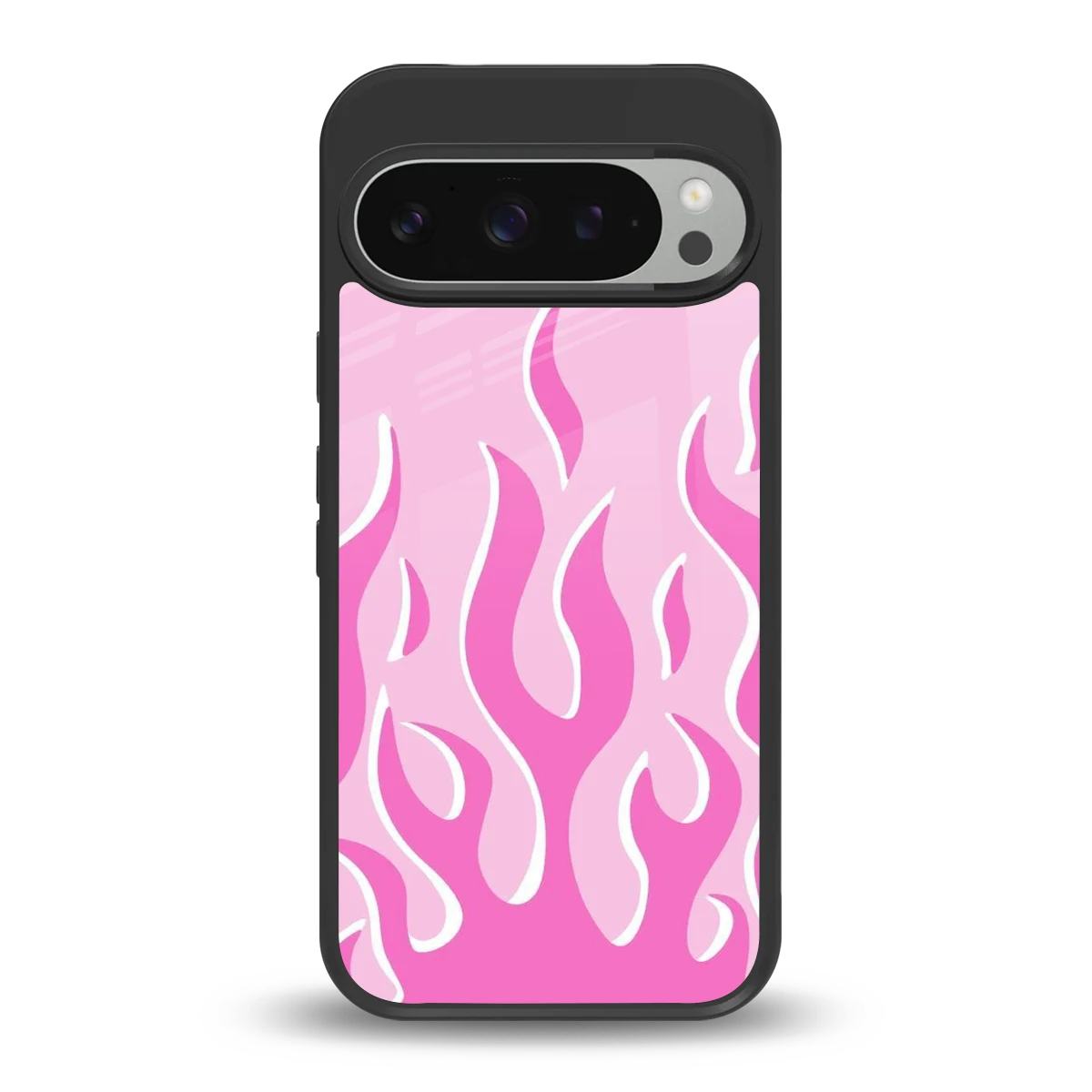 Y2K Retro Pink Flames back phone cover | glass case for google pixel 9 pro