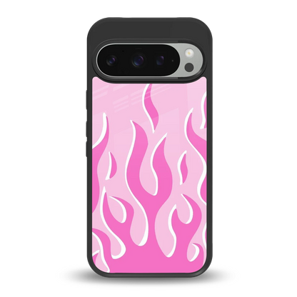 Y2K Retro Pink Flames back phone cover | glass case for google pixel 9 pro