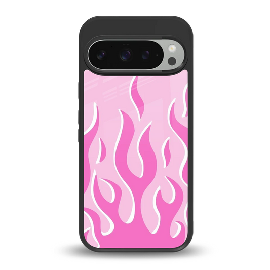 Y2K Retro Pink Flames back phone cover | glass case for google pixel 9 pro xl