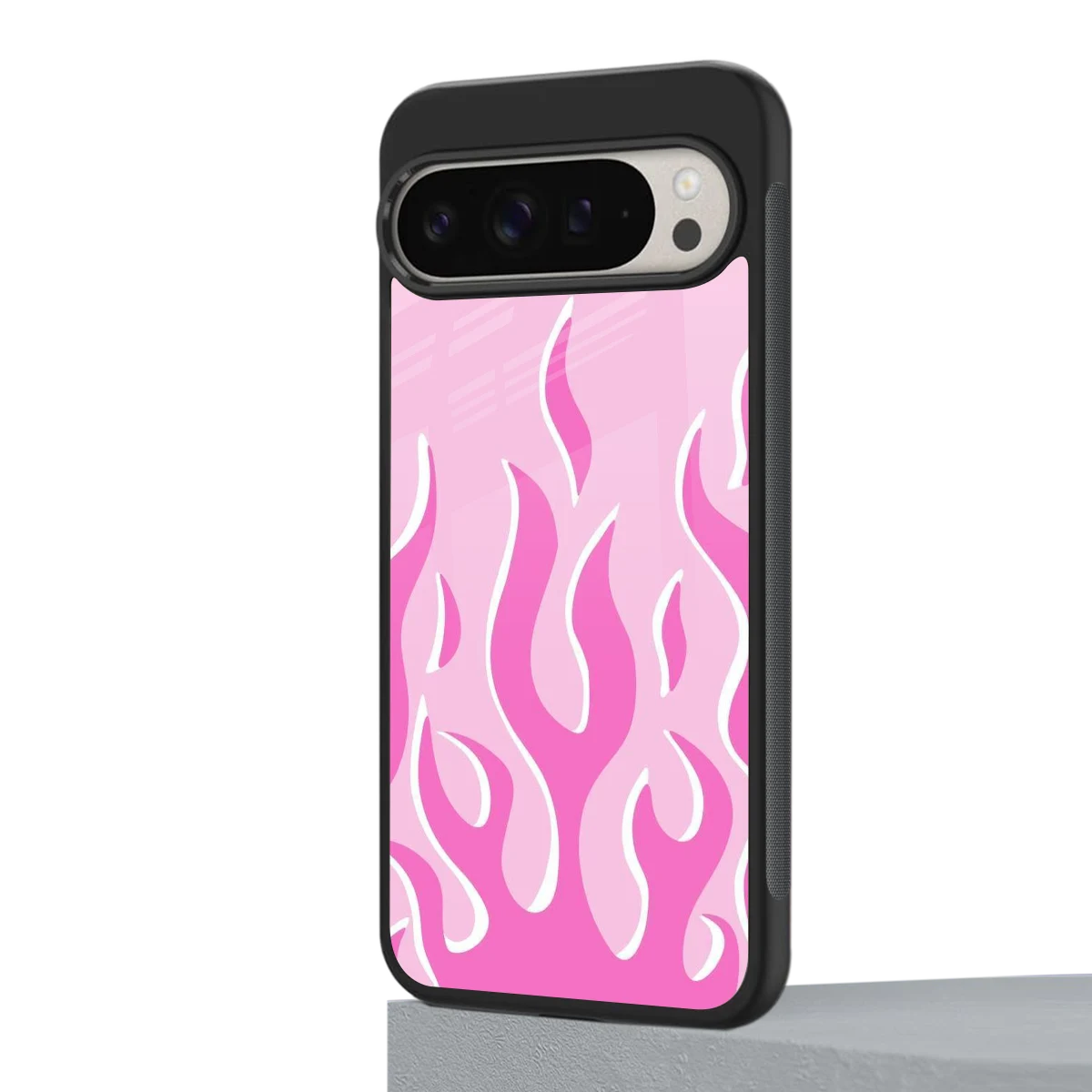 Y2K Retro Pink Flames google pixel 9 pro mobile cover | shockproof glass phone case